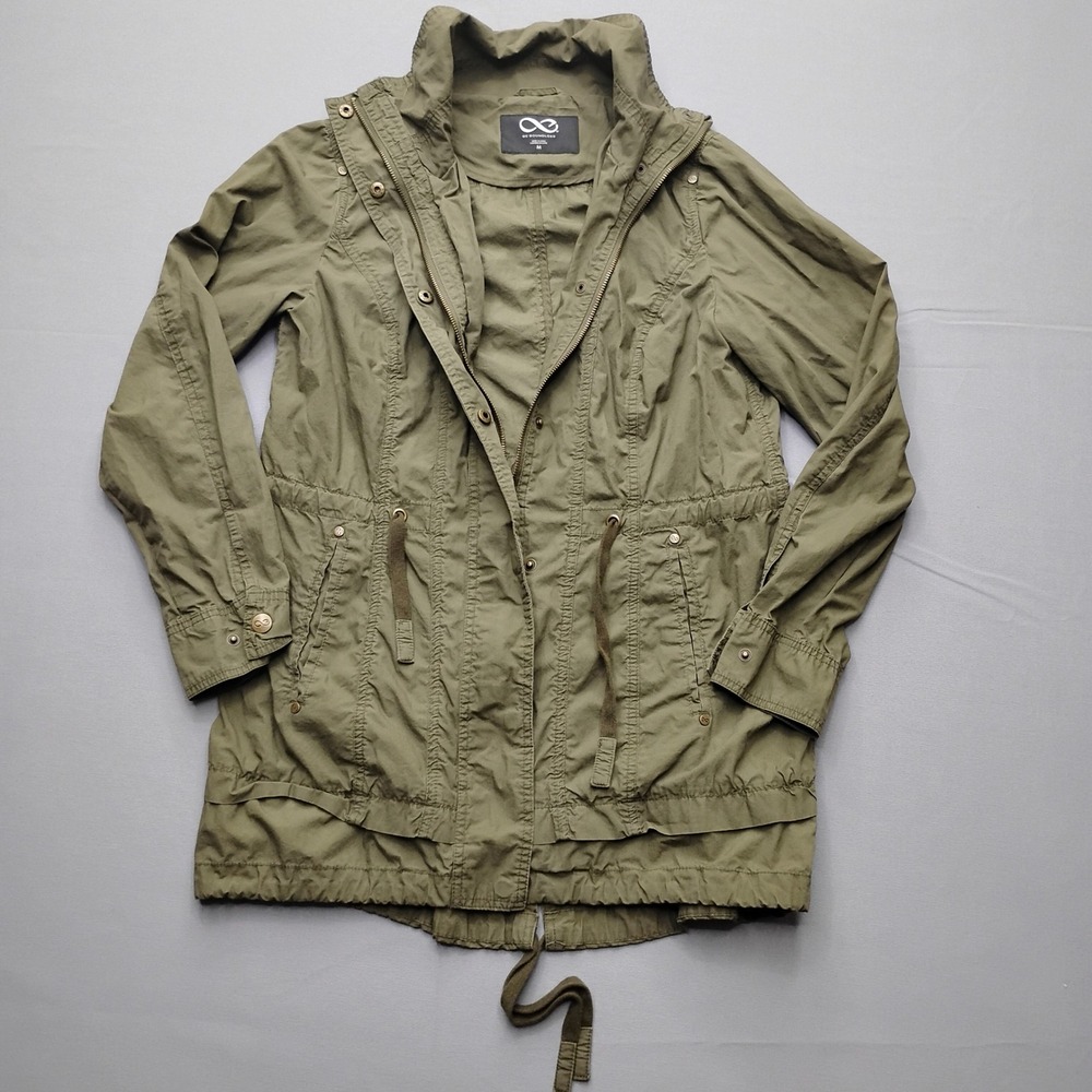 Be Boundless Womens Olive Green Utility Anorak Jacket Drawstring Waist Medium